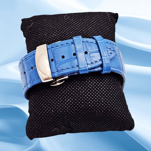 Winder Geen Blue Crystal Oval Watch – NEW Genuine Leather Band
